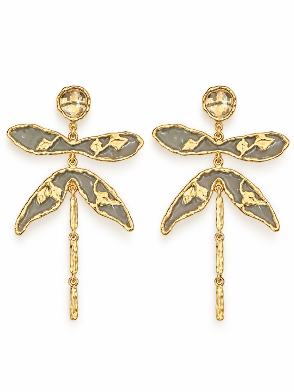 Tory Burch Gold Dragonfly Statement Drop Earrings Large Dangle